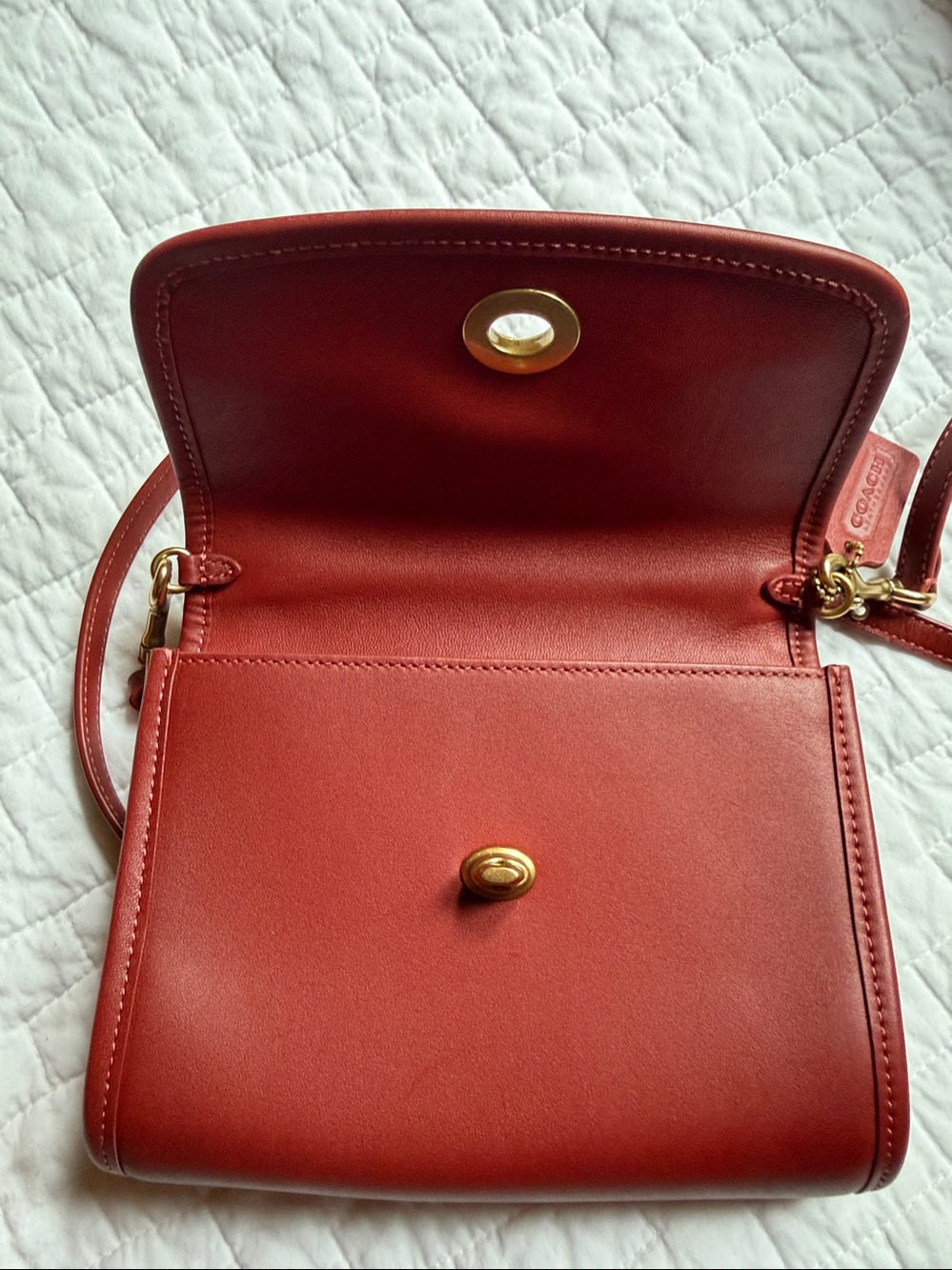 Coach Red Leather Turnlock Top-Handle Crossbody - Picture 4 of 5